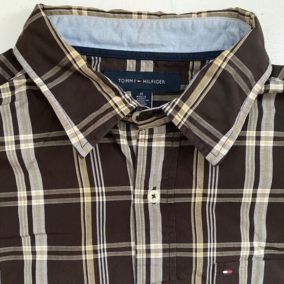 TOMMY HILFIGER Plaid long sleeve men’s button down sirt - Picture 2 of 4